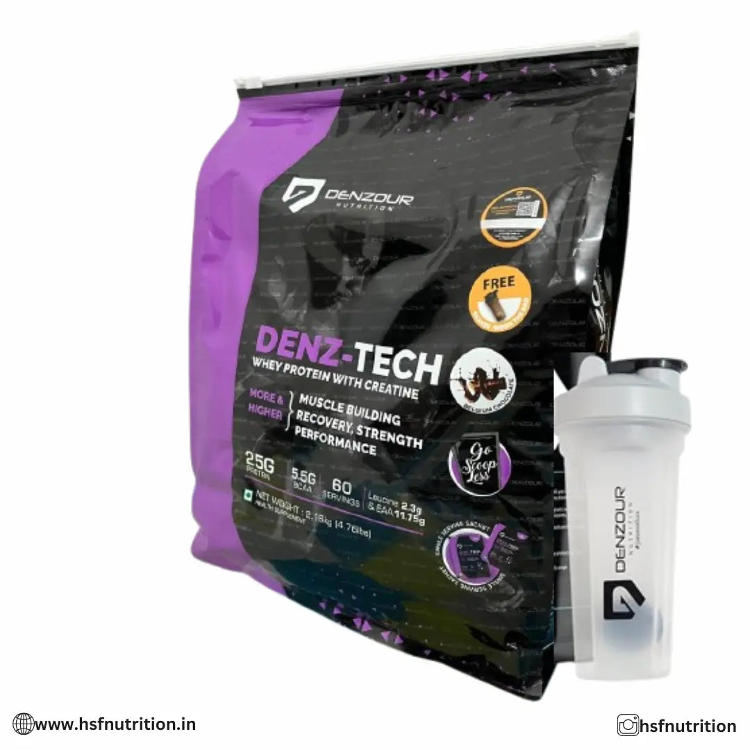 Denzour Nutrition Denz-Tech Whey Protein - 2Kg, 60 Serving, 25g, Belgium Chocolate | Free Shaker Inside Denzour Nutrition