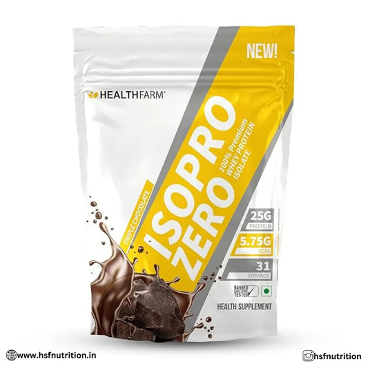 HEALTHFARM Isopro Zero 100% Pure Whey Protein Isolate (Low Carb Protein) - 1kg, Triple Chocolate - Hold Strong Fitness & Nutrition