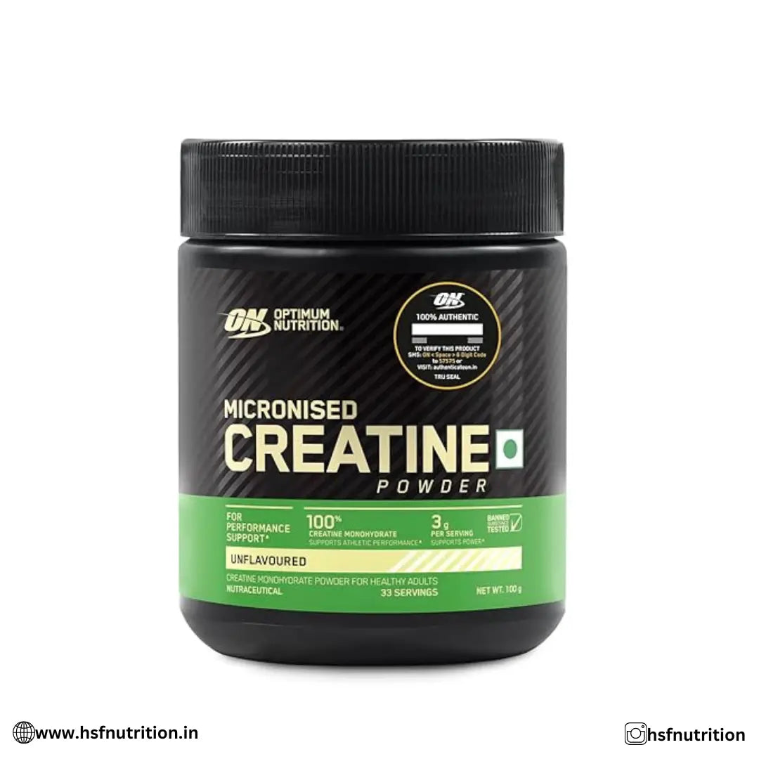 Optimum Nutrition ON Micronized Creatine Monohydrate - 100gm, 33 Serving, Unflavoured - Hold Strong Fitness & Nutrition
