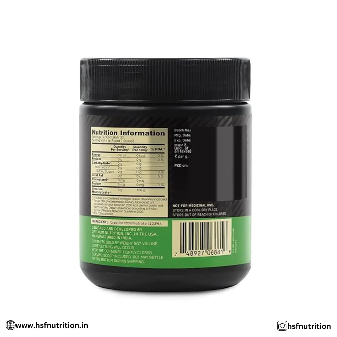 Optimum Nutrition ON Micronized Creatine Monohydrate - 100gm, 33 Serving, Unflavoured - Hold Strong Fitness & Nutrition
