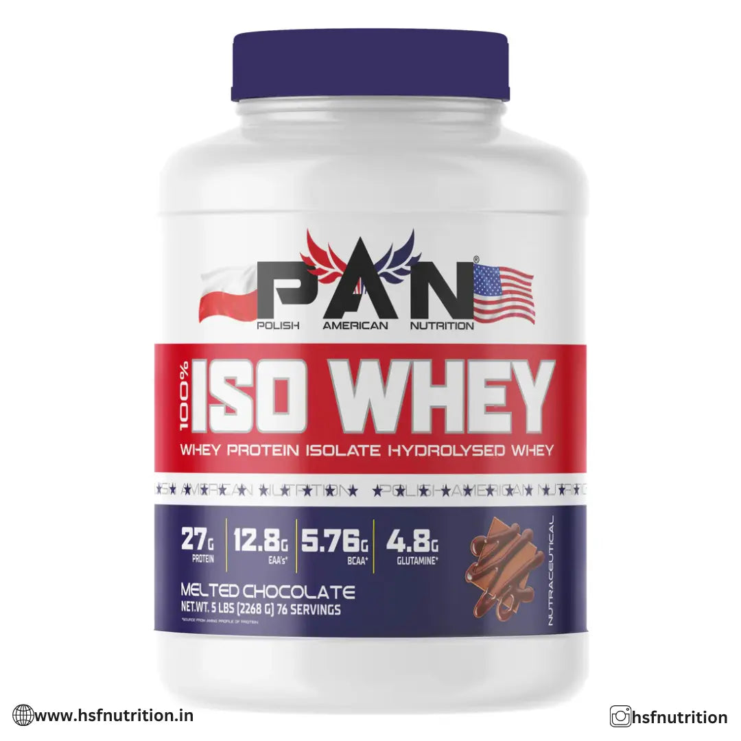 PAN Nutrition 100% ISO WHEY Protein - 27gm, 2.26kg/ 5 lbs, 76 Serving, Melted Choclate - Hold Strong Fitness & Nutrition