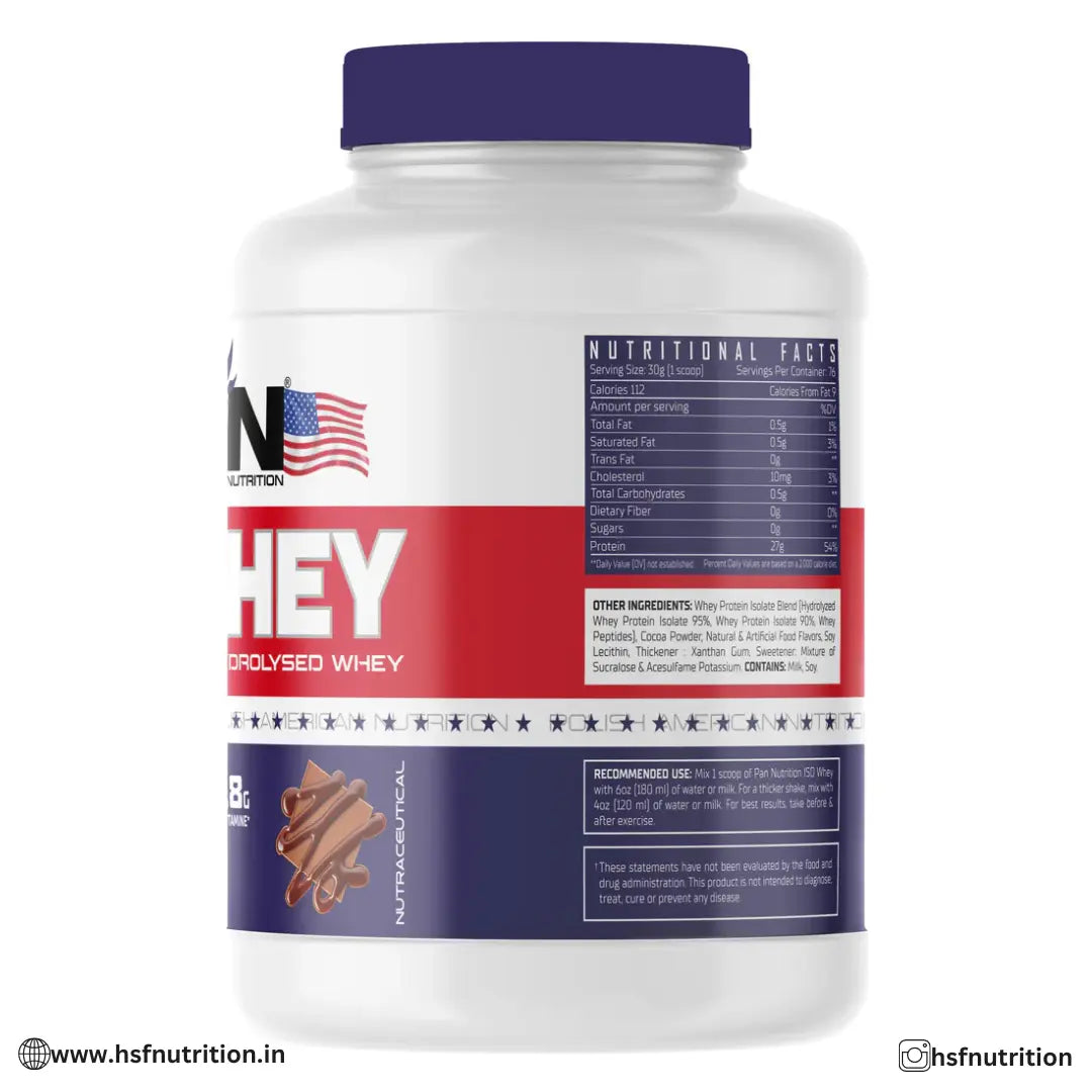 PAN Nutrition 100% ISO WHEY Protein - 27gm, 2.26kg/ 5 lbs, 76 Serving, Melted Choclate - Hold Strong Fitness & Nutrition