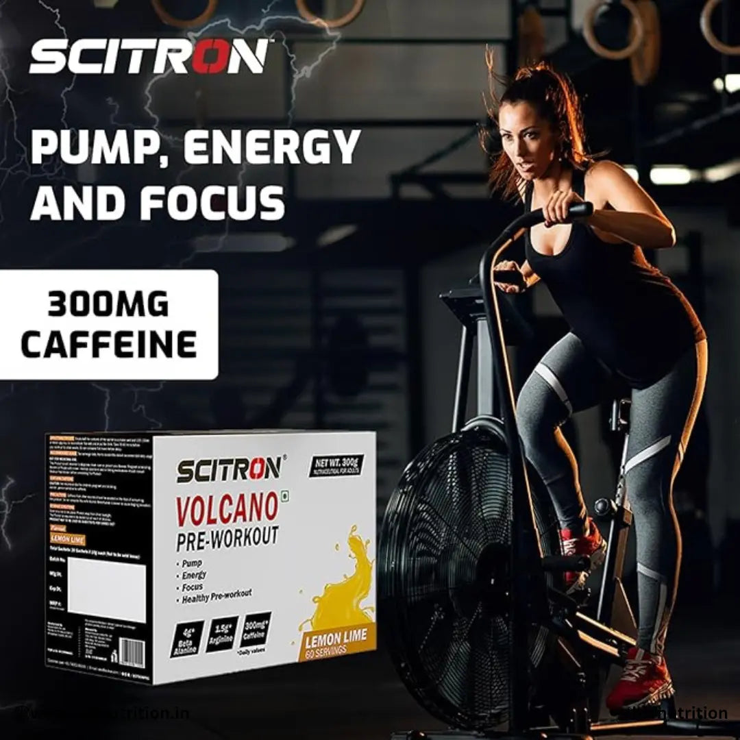 Scitron Volcano Pre-Workout – Lemon Lime | 300mg Caffeine | 60 Servings Scitron