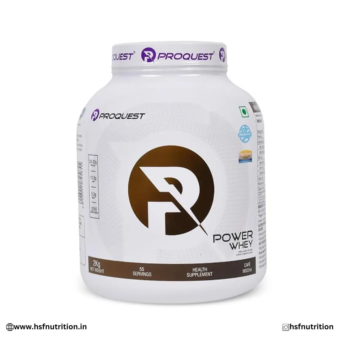 ProQuest Power Whey Protein - 2kg, 24gm, 55 Serving | Lab Tested, Added Probiotics & Digezyme for Fast & Easy Digestion ProQuest