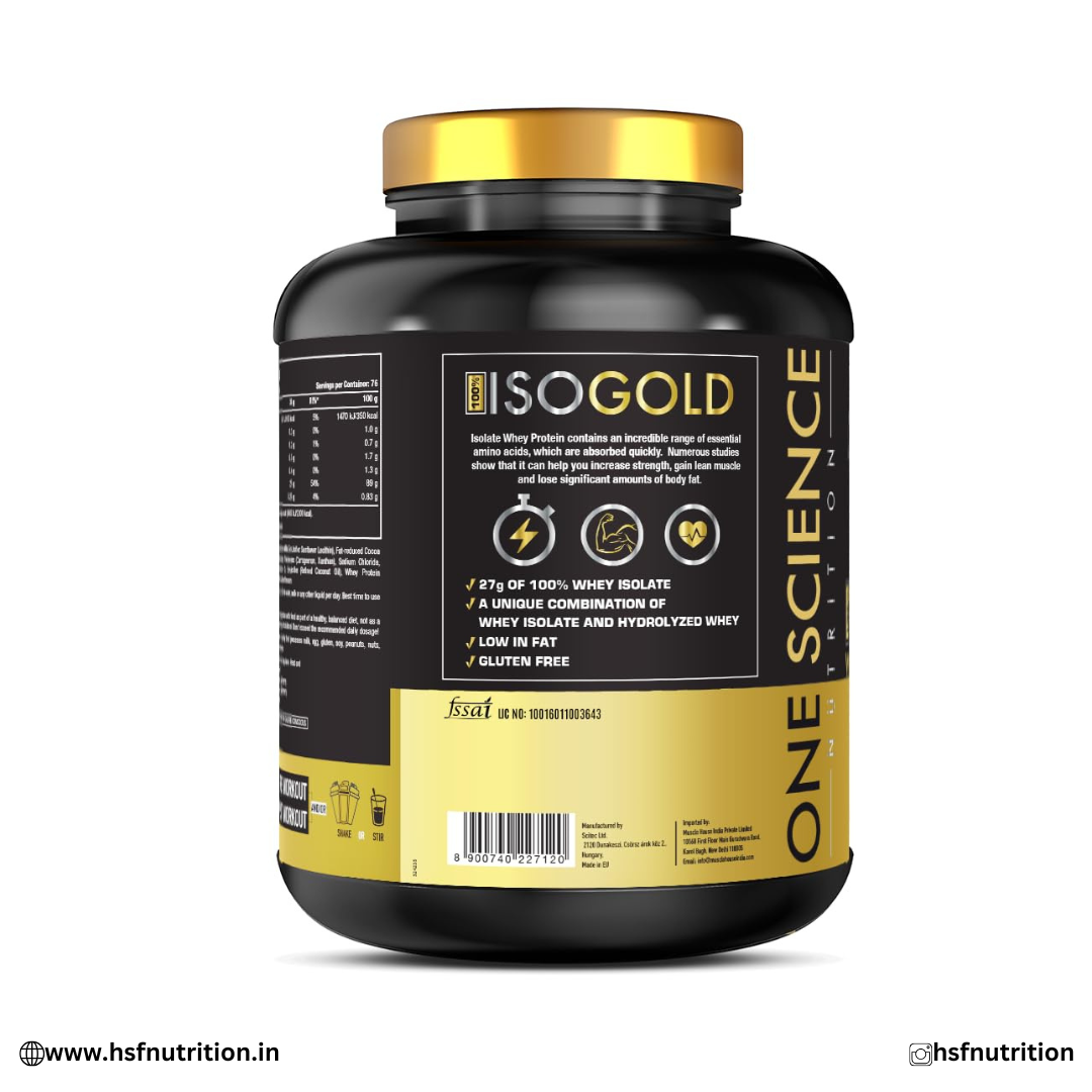 One Science Nutrition OSN 100% Iso Gold Whey Protein 5 lbs [Grass Fed Whey]- 27g Protein, 5.3g Glutamine, 6.4g BCAA, 76 Servings - Chocolate Charge ONE SCIENCE NUTRITION