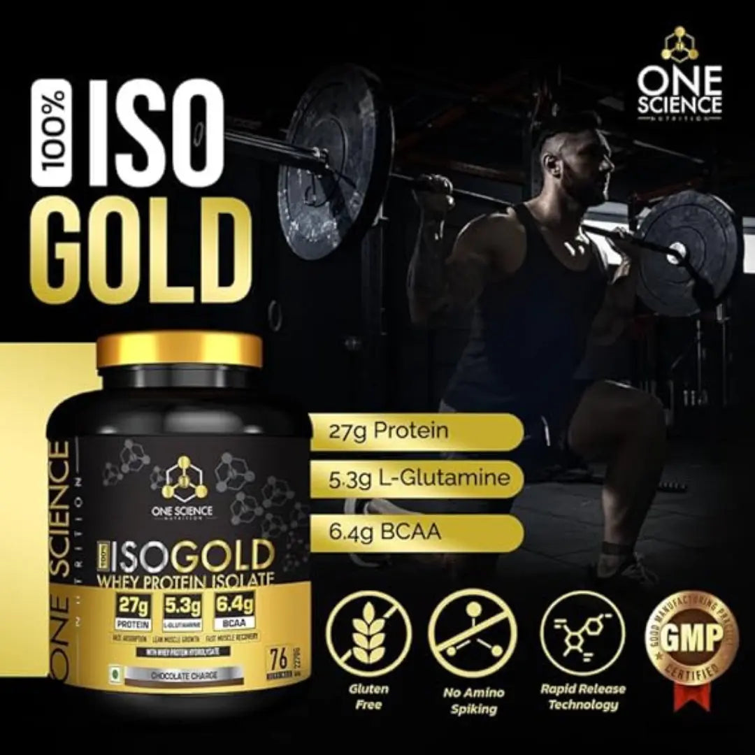 One Science Nutrition OSN 100% Iso Gold Whey Protein 5 lbs [Grass Fed Whey]- 27g Protein, 5.3g Glutamine, 6.4g BCAA, 76 Servings - Chocolate Charge ONE SCIENCE NUTRITION