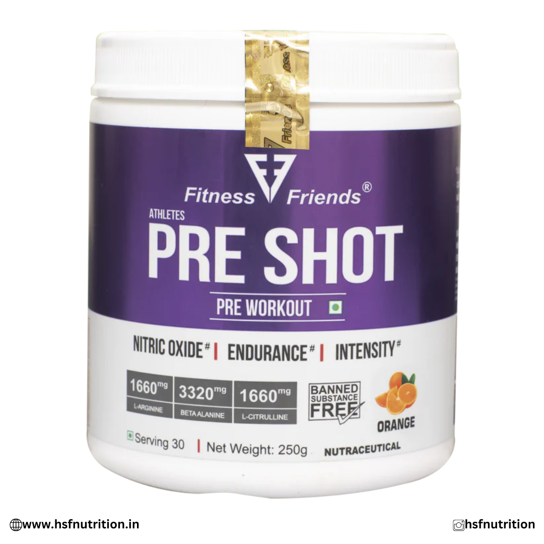 Fitness Friends PRE SHOT PreWorkout  - 250g, 30 Servings, Orange Flavor Fitness Friends