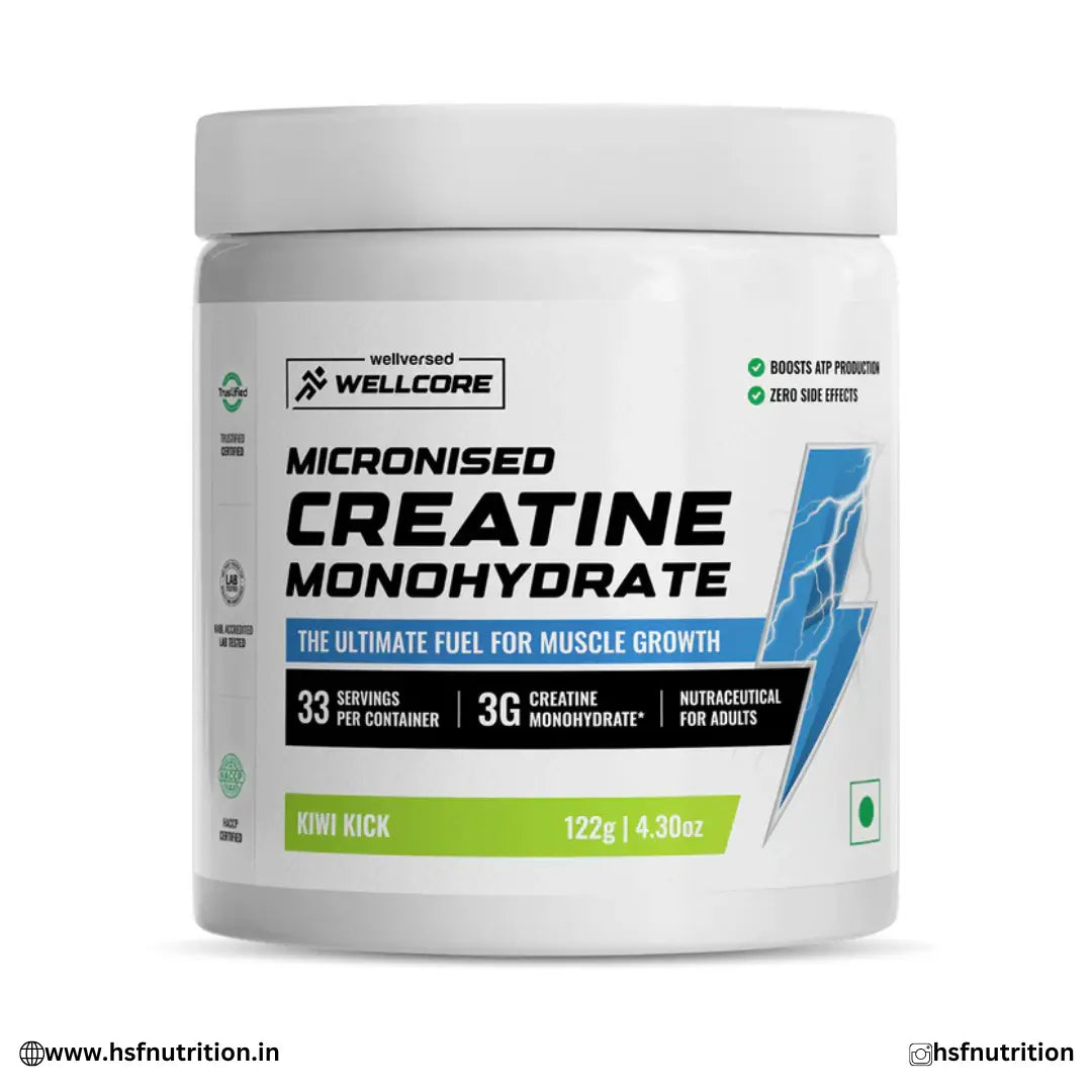 Wellcore - Pure Micronised Creatine Monohydrate Powder - 122gm, 33 Sevings Wellversed
