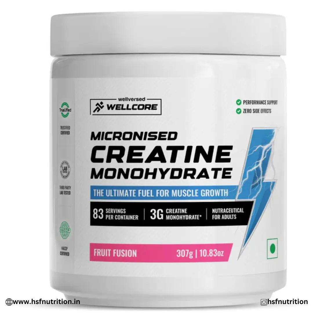 Wellcore - Pure Micronised Creatine Monohydrate Powder - 307gm, 83 Sevings Wellversed