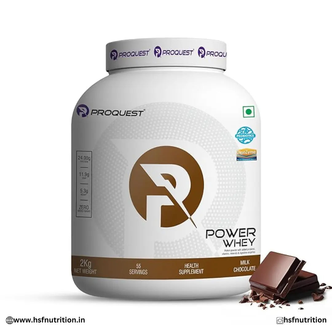 ProQuest Power Whey Protein - 2kg, 24gm, 55 Serving | Lab Tested, Added Probiotics & Digezyme for Fast & Easy Digestion ProQuest